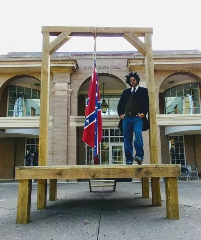 John Sims’s Confederate flag work drew both acclaim and outrage. - Courtesy photo