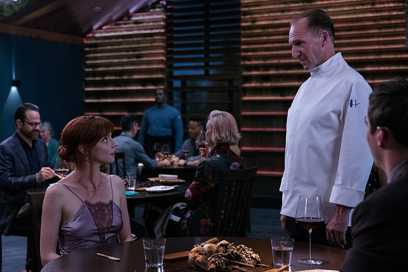 Anya Taylor-Joy and Ralph Fiennes in the film The Menu. - Eric Zachanowich, Searchlight Pictures