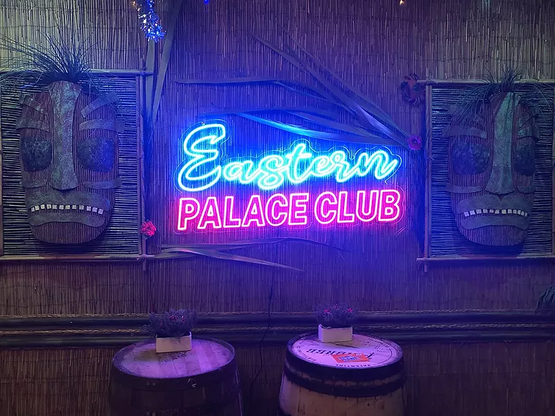 Tropical knickknacks like tiki masks have been added to the space. - Lee DeVito