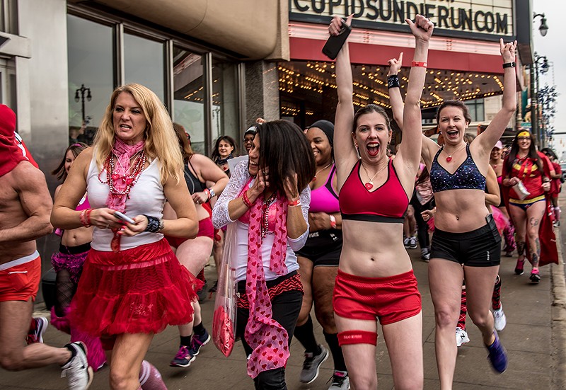 Runners bare it all for Cupid’s Undie Run in Detroit. - Courtesy photo