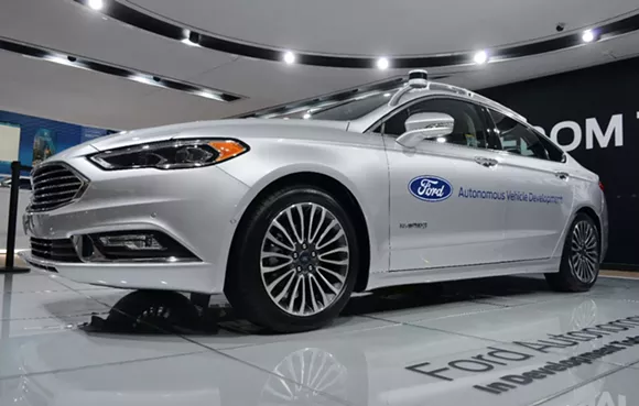 An autonomous Ford Fusion hybrid at NAIAS 2017. - Courtesy of Ford Motor Company