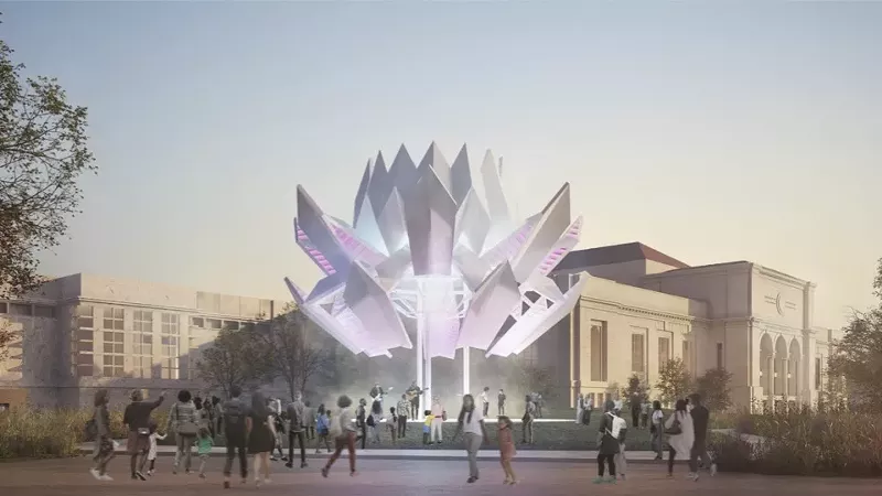 A rendering of the outdoor performance space Midtown Detroit Inc. hopes to build at the Detroit Institute of Arts. - Courtesy of Midtown Detroit, Inc.