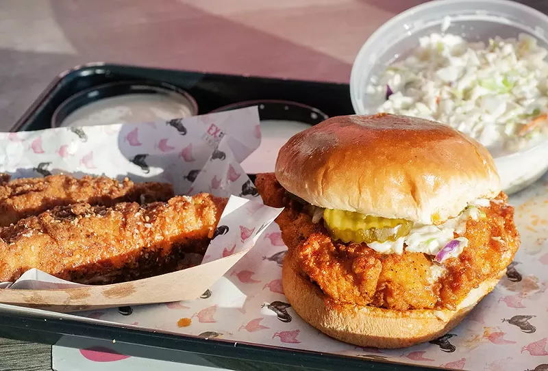The Hot Chick sandwich with tenders from Ex-Wife’s Famous Chicken. - Tom Perkins