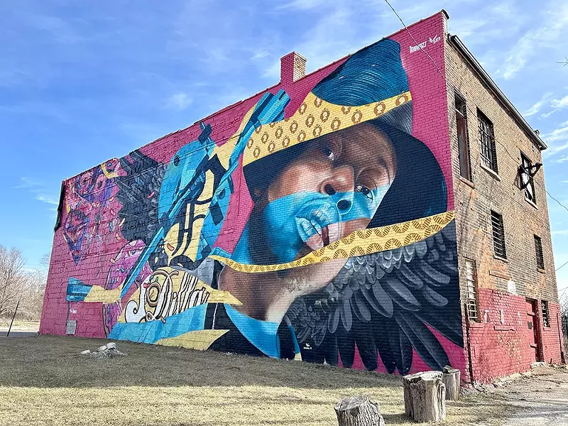 A J Dilla tribute mural by artist Victor “Marka27” Quinonez painted for the BLKOUT Walls Festival, located at 8841 Oakland Ave., Detroit. - Steve Neavling