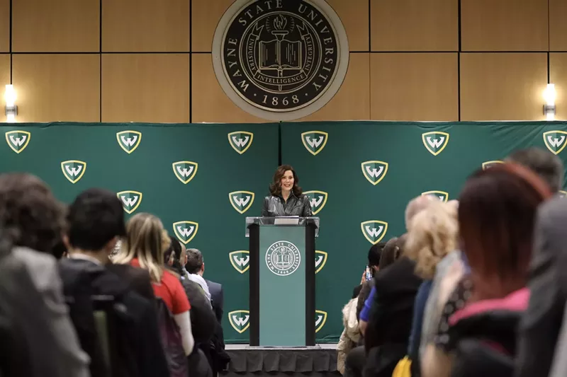 Gov. Gretchen Whitmer announces the “Wayne State Guarantee” at Detroit’s WSU. - Courtesy photo