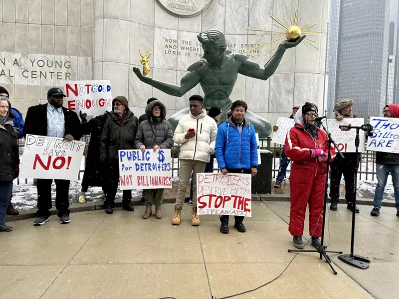 Protesters called on Detroit City Council to oppose a tax incentive plan for the Ilitch organization and billionaire Stephen Ross earlier this month. - Steve Neavling