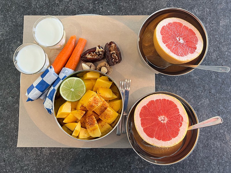 Cafe Prince has a simple menu featuring items like grapefruit, figs, diced mango, kefir, and its signature “nude raw carrot,” which it sells for $1.80. - Courtesy photo