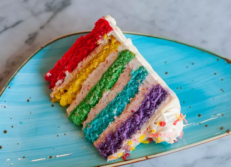 A slice of Fruity Pebbles cake. - Tom Perkins