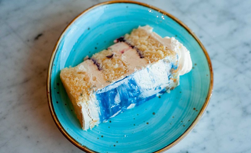 A slice of lemon blueberry cake. - Tom Perkins