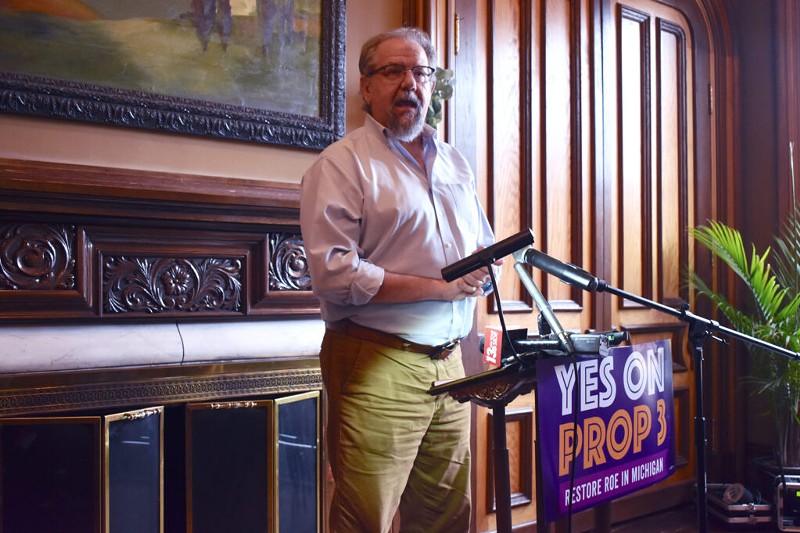 Jeff Timmer, longtime Republican strategist, speaking to a group during a Yes on Prop 3 rally in Grand Rapids on Nov. 5, 2022. - Allison R. Donahue
