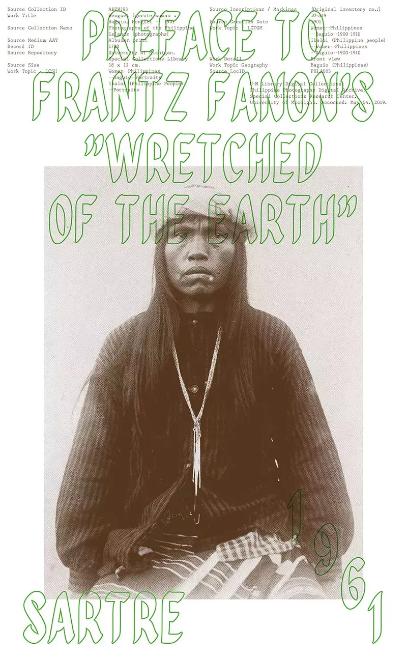 “Preface to Violence” - By Kikko Paradela - 2022, Poster, Archival inkjet print, 42” x 68” - - Kikko Paradela is a Filipino-American, Detroit-based artist, an independent designer, and researcher. - Kikko Paradela
