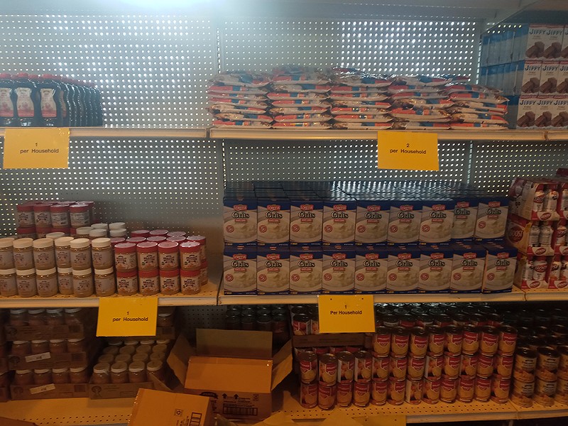 The shelves are full of food at Brightmoor Connection Food Pantry. - Eleanore Catolico