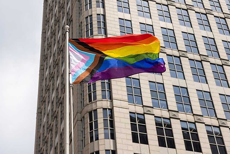 The Pride flag flies in downtown Detroit. - City of Detroit
