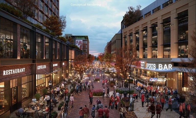 A rendering of the promised development in the proposed “District Detroit.” - Courtesy of Olympia Entertainment