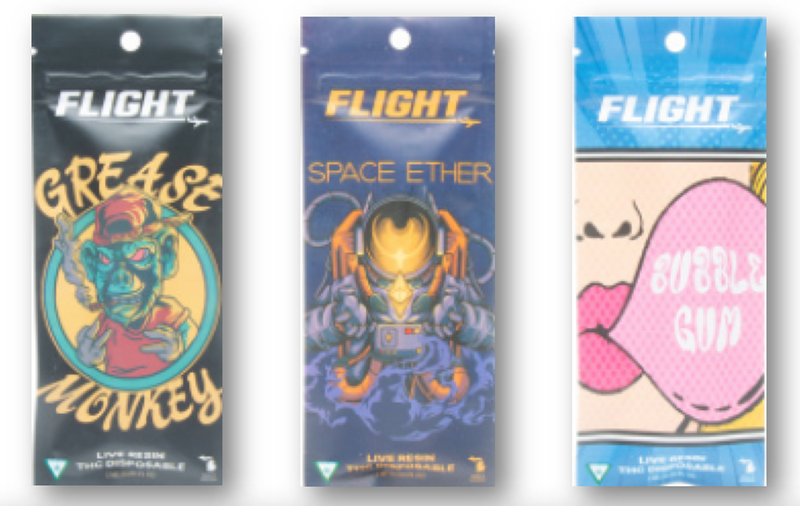 Flight Live Resin Disposable Grease Monkey, Space Ether, and Bubblegum cartridges were recalled. - Michigan Cannabis Regulatory Agency