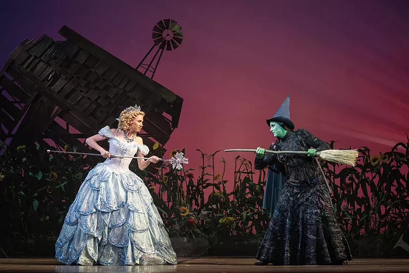 Celia Hottenstein as Glinda and Olivia Valli as Elphaba in the National Tour of Wicked. - Joan Marcus