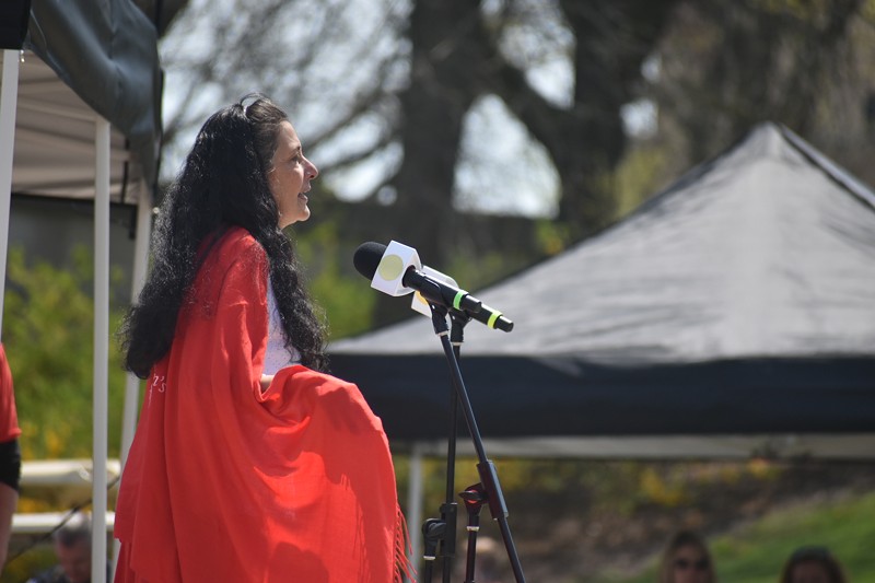 Nottawaseppi Huron Band of the Potawatomi Chief Judge Melissa L. Pope speaks at the second annual March for MMIP (Missing and Murdered Indigenous People) in Grand Rapids, May 5, 2023. - Laina G. Stebbins, Michigan Advance