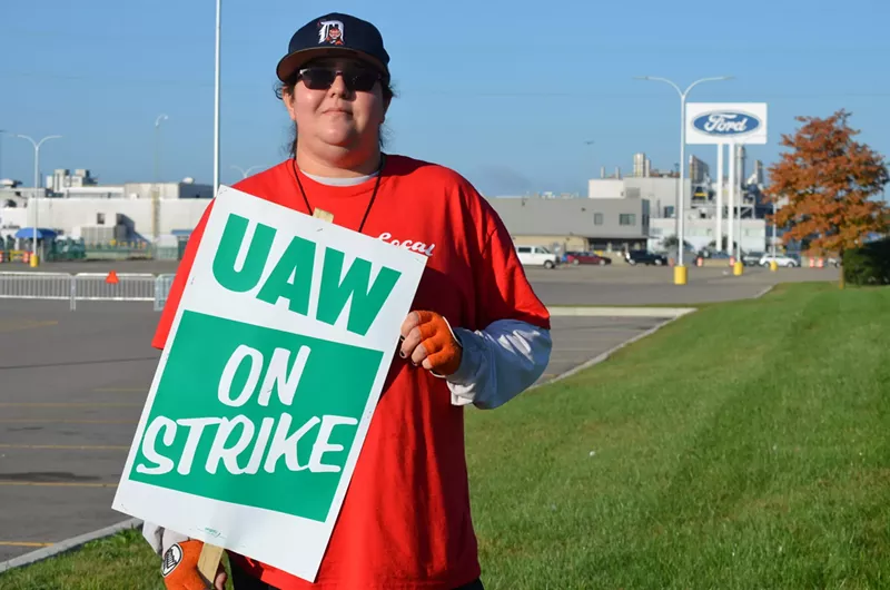 Samantha Litton of Taylor has worked at the Ford Michigan Assembly Plant for three years. “It shouldn’t take eight years to get top pay,” Litton said. - Ken Coleman, Michigan Advance