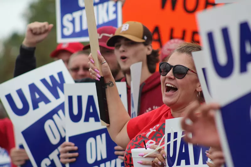 Members of the UAW picket line in Delta Township, Michigan on September 29, 2023. - Anna Liz Nichols, Michigan Advance