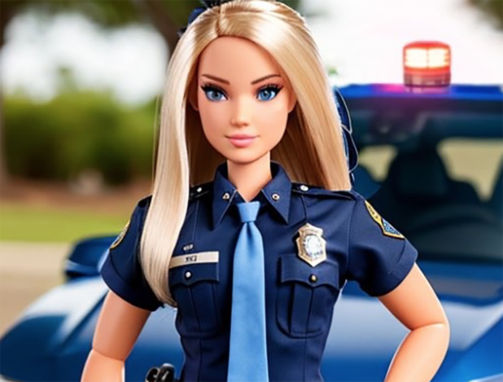 Michigan State Police tweeted this image of Barbie in July before deleting it. - Twitter/Michigan State Police