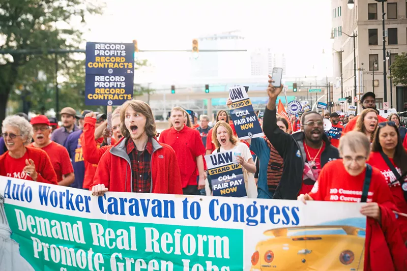 UAW workers and their allies show their support for the historic strike at a Detroit rally. - Viola Klocko