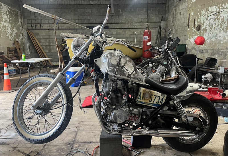“The Phoenix” is a sculpture-like motorcycle that Madarani has in his shop. - Layla McMurtrie