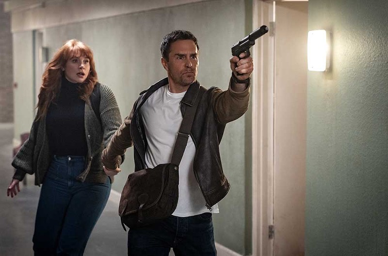 Elly Conway (Bryce Dallas Howard) and Aidan (Sam Rockwell) are on a mission. - Peter Mountain/Universal Pictures; Apple Original Films; and Marv
