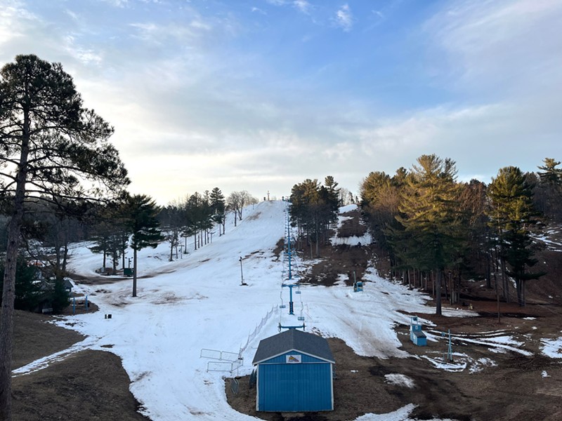 Mt. Holiday's hills covered with patchy snow the morning of Feb. 8, 2024. - Izzy Ross/IPR News