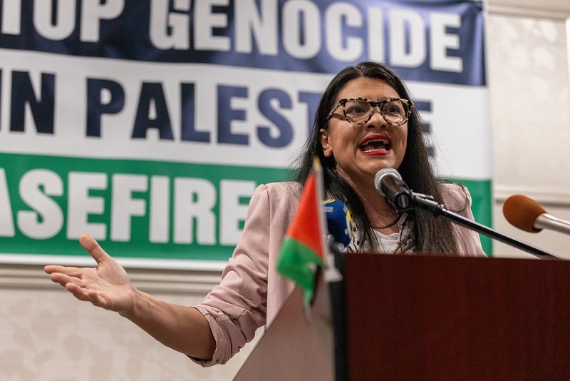 U.S. Rep. Rashida Tlaib gave a speech in Dearborn in February, urging Democrats to vote "uncommitted" during the presidential primary election to protest President Joe Biden's support for Israel.  -Shutterstock