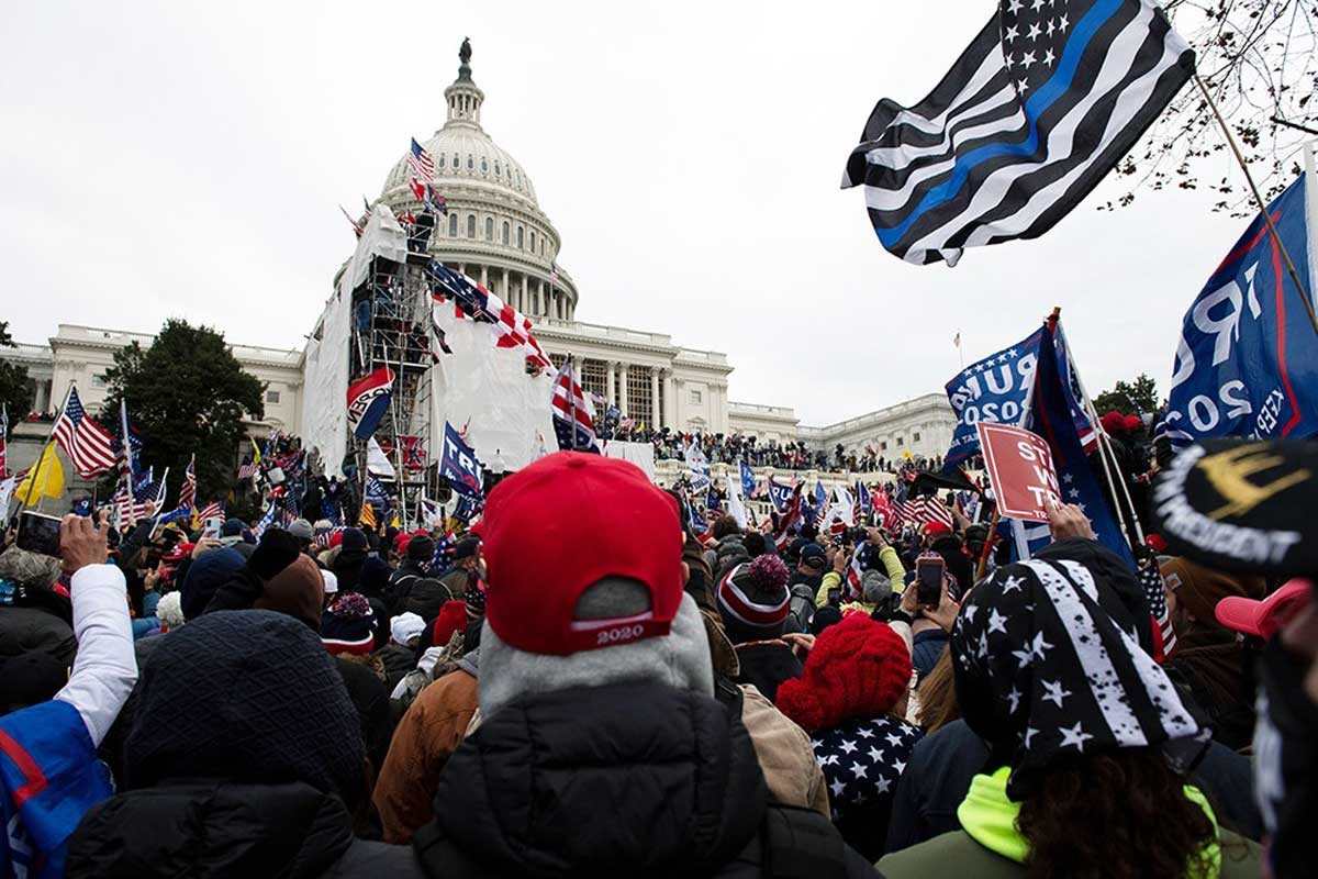 A crowd gathers outside the Capitol at a pro-Trump protest on Jan. 6, 2021. - Shutterstock