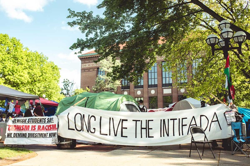 The University of Michigan student protest encampment as seen earlier in May. - Viola Klocko