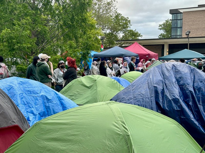 Protest encampment at Wayne State University. - Steve Neavling
