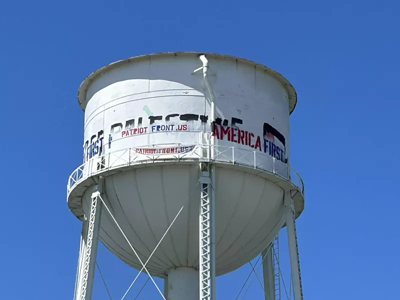Racist messages were scrawled on Highland Park's water tower. - Steve Neavling