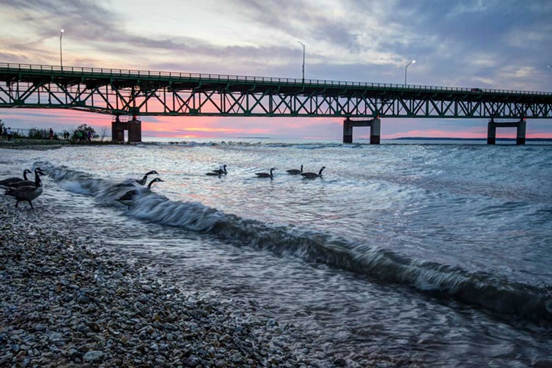 Beneath the Straits of Mackinac is the controversial Line 5 oil and gas pipeline. - Shutterstock