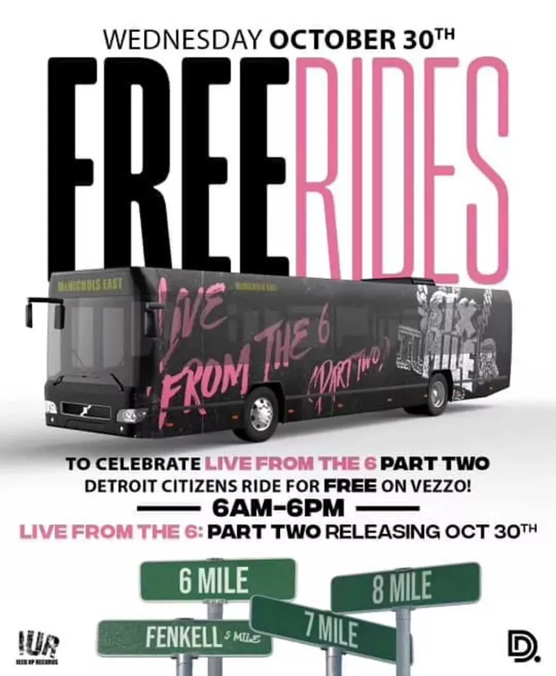 A flier for Icewear Vezzo’s Detroit bus ride promotion. - Courtesy of Icewear Vezzo