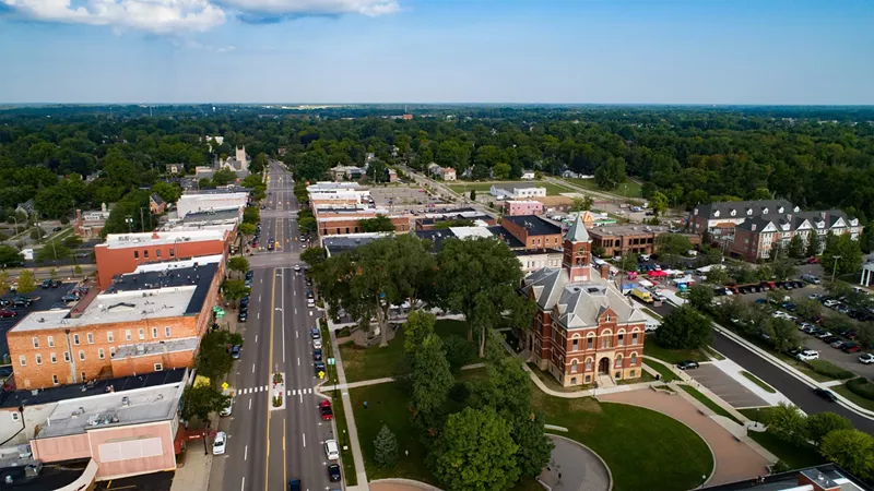 An aerial view of Howell, which has been called the "KKK Capital of Michigan." - City of Howell