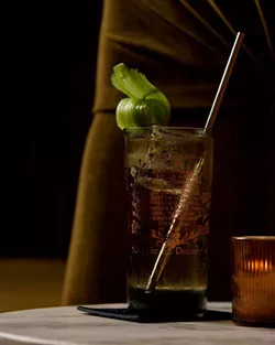 One of The Aladdin Sane's cocktails is a Ziggy Highball, which includes Nikka Coffey Grain, coconut, celery, and seltzer. - Hayden Stinebaug