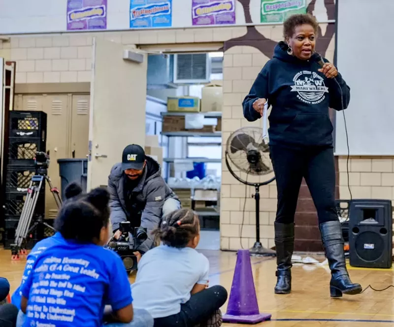 Detroit City Councilwoman Mary Waters talks to students about the importance of gun locks. - Courtesy of Councilwoman Mary Waters' staff