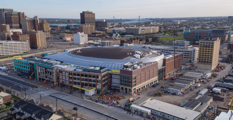 The Little Caesars Arena under construction along Woodward Avenue in Detroit. - Olympia Entertainment