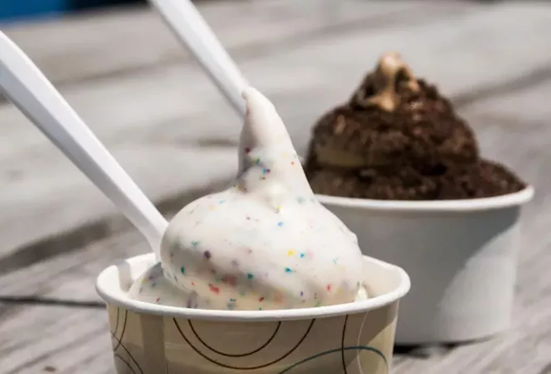 The Wild Erma dipped in cake batter and dark chocolate custard covered in crumbled brownie at Erma's. - Tom Perkins