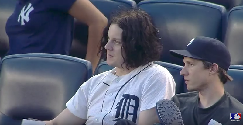 Jack White sporting a Tigers jersey at a NY Yankee game. - Screenshot from YouTube