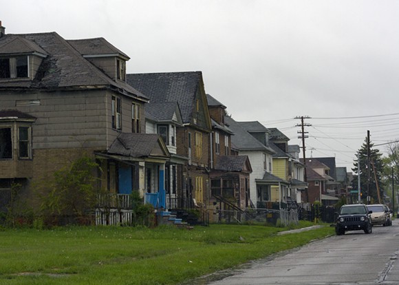 A row of dilapidated houses at Crane and Charlevoix on Detroit's east side. - STEVE NEAVLING