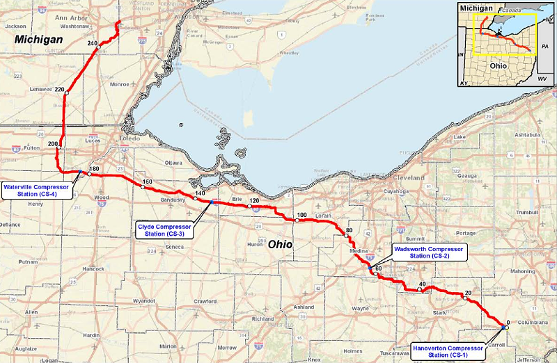 The NEXUS pipeline route. - FERC