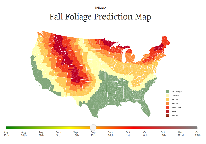 What fall colors will look like by Sept. 17. - Smokeymountains.com