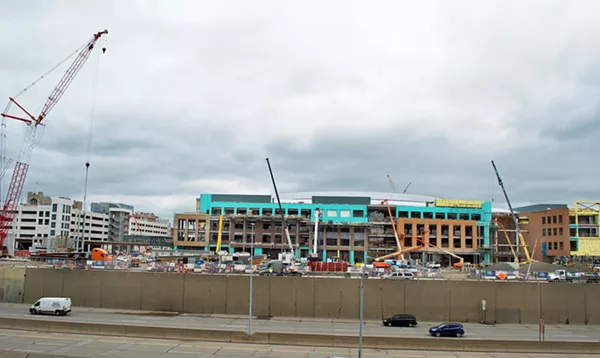 Construction on Little Caesars Arena, 2017. - Courtesy photo
