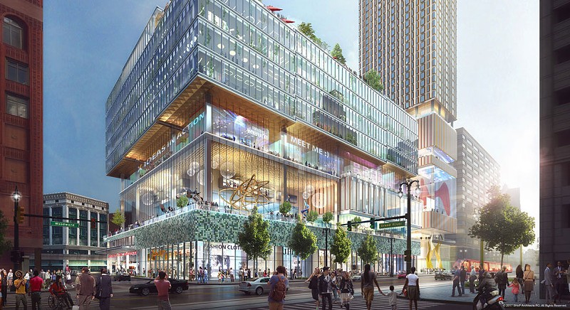 Rendering of Dan Gilbert's proposed development on the site of the former J. L. Hudson Department Store. - Courtesy photo
