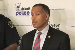 Detroit Police Chief James Craig addresses reporters on Monday. - Detroit Police Department Facebook