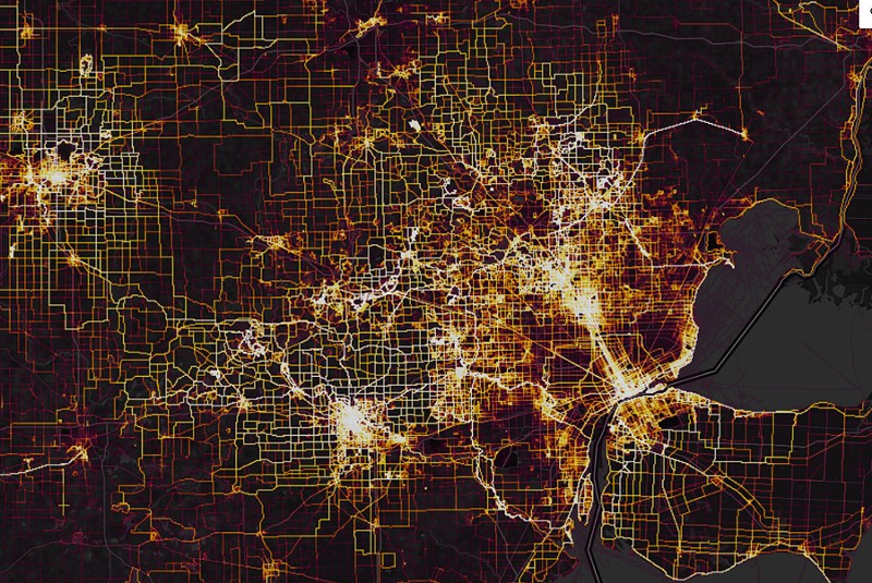 Activity heatmap shows where people exercise in Detroit