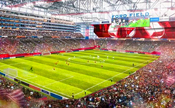 Rendering of Ford Field converted for soccer play. - Rock Ventures