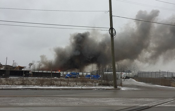 A fire at a scrap yard on Detroit's east side. - Violet Ikonomova